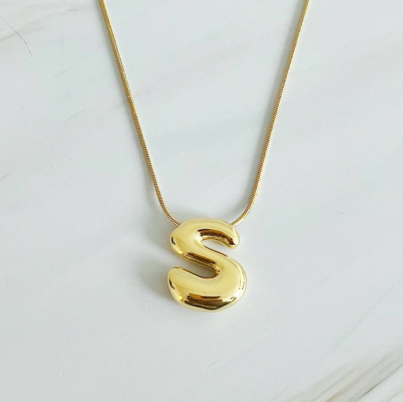 EY Balloon Letter Initial Necklace-Gold