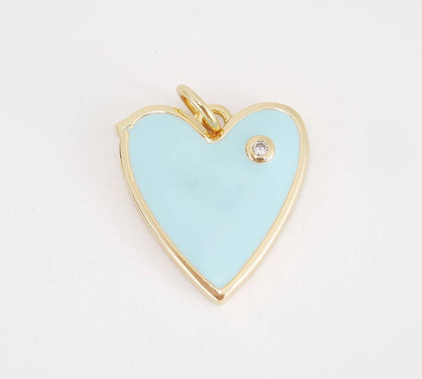 Enamel Heart Charm Pendant in Gold Filled, CP1211