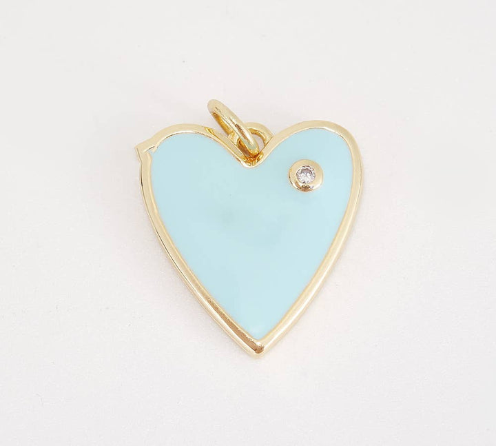 Enamel Heart Charm Pendant in Gold Filled, CP1211