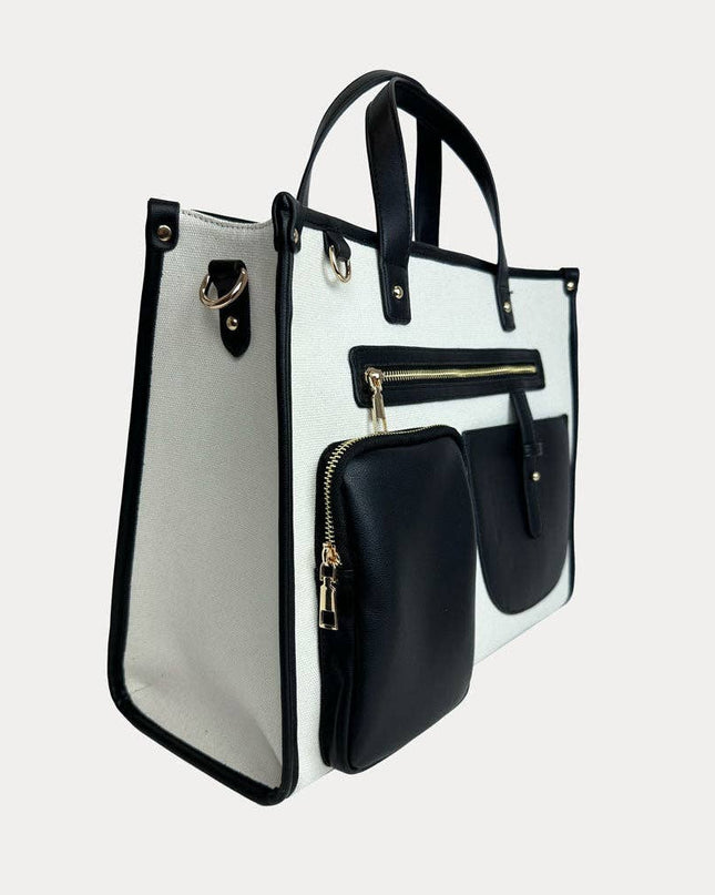Alice Canvas Tote with Faux Leather Accents
