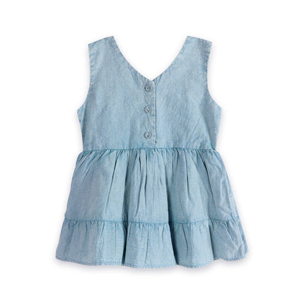 River Soft Denim Washed Baby Dress + Bloomer (Organic)