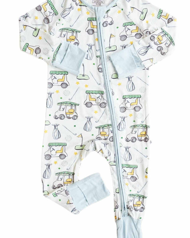 Country Club Cuties Convertible Bamboo Zip Romper | Blue