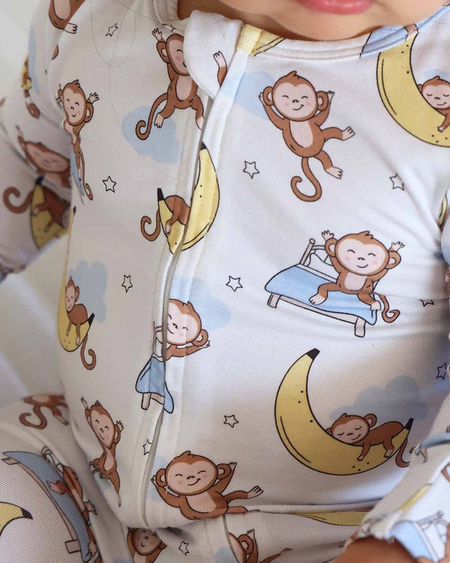 Monkey See, Monkey Snooze Zipper Footie