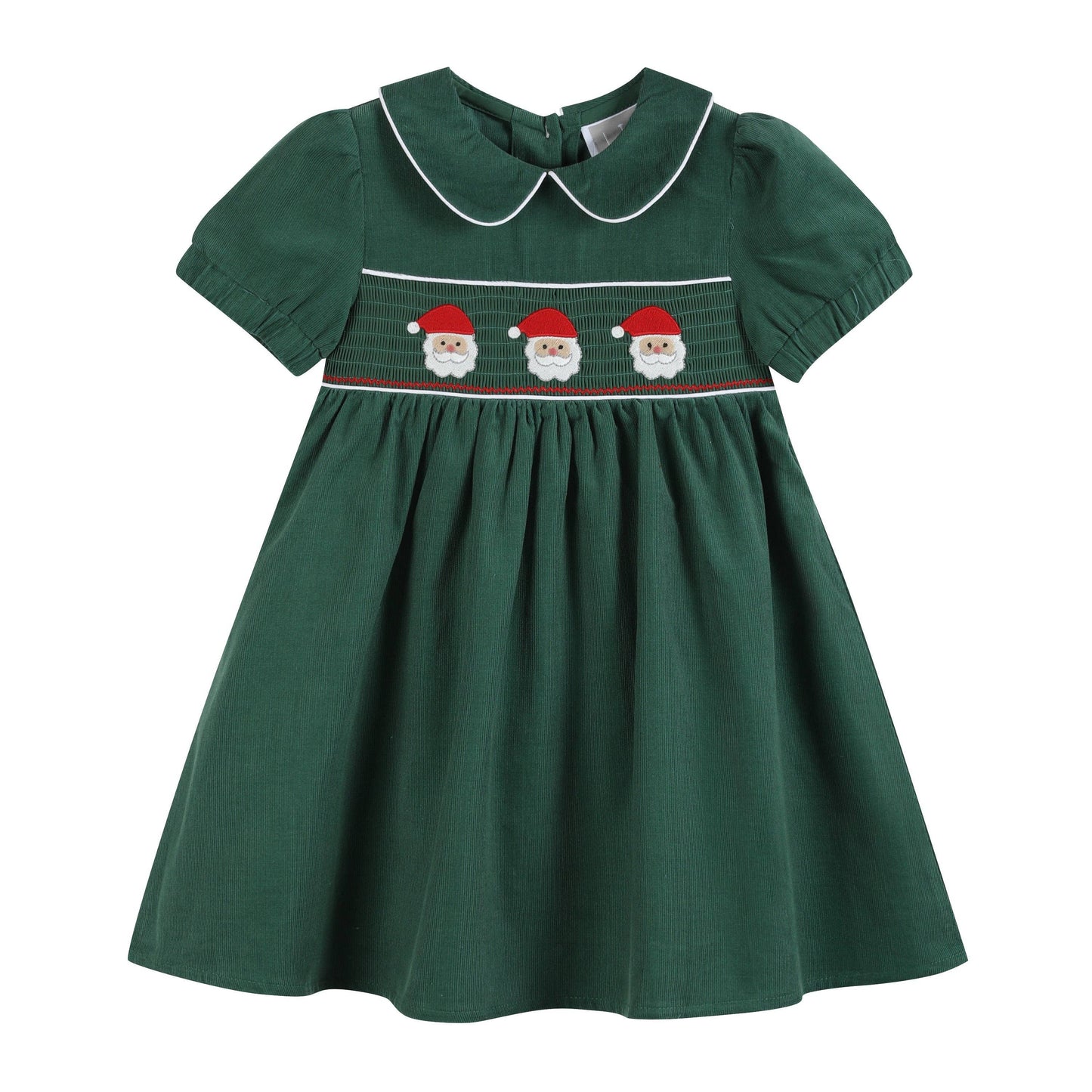 Green Corduroy Santa Smocked Dress