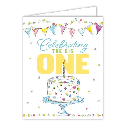 Celebrating the Big ONE Cake with Banner Greeting Card
