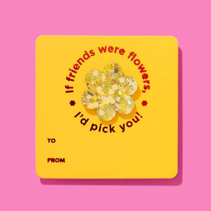 Pin w/ Gift Card - Friendship Flower - Gold Confetti