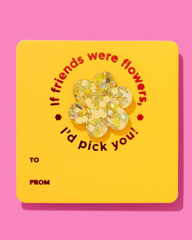 Pin w/ Gift Card - Friendship Flower - Gold Confetti