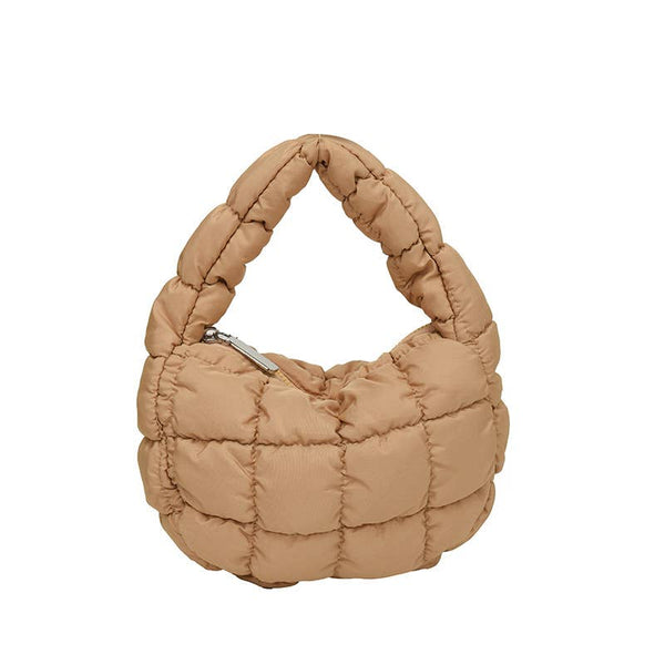 Puff pleated bubble small quilted tote bag