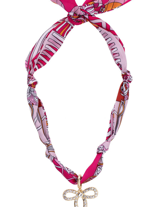 Cassie Pave Bow Scarf Necklace