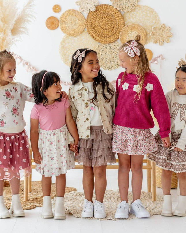 Mocha Floral Skort - Kids Boutique Clothing - Fall