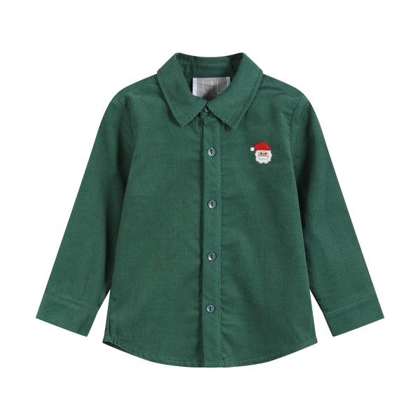 Green Corduroy Santa Dress Shirt