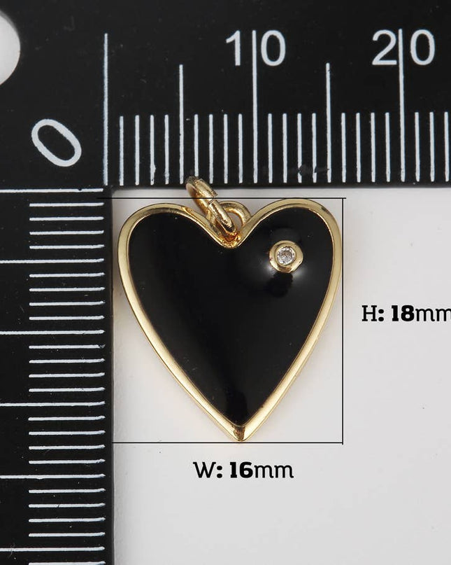 Enamel Heart Charm Pendant in Gold Filled, CP1211