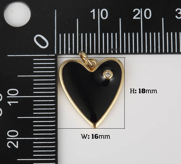 Enamel Heart Charm Pendant in Gold Filled, CP1211