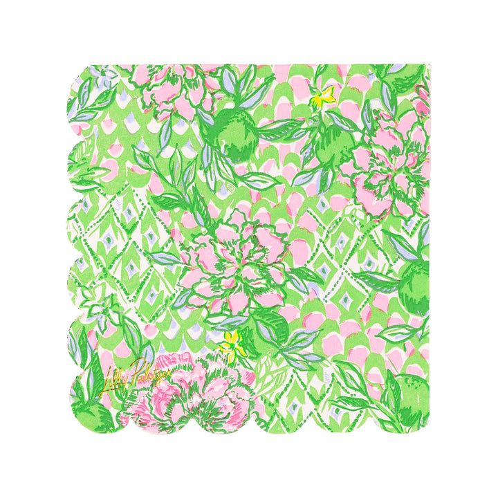 Scalloped Cocktail Napkins by Lilly Pulitzer - Lime Feeling Good