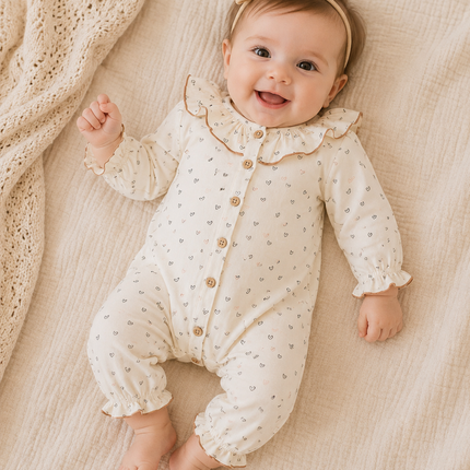 Ditsy Hearts Baby Jumpsuit (Organic Jersey)