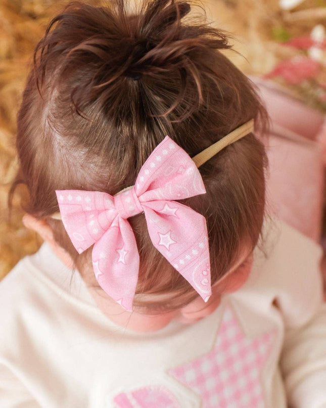 Pink Bandana Western Bow Baby Headband - Hair Accessories