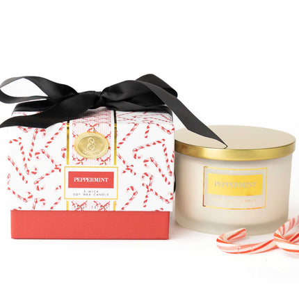 Peppermint Candy Cane 3-Wick Soy Wax Candle