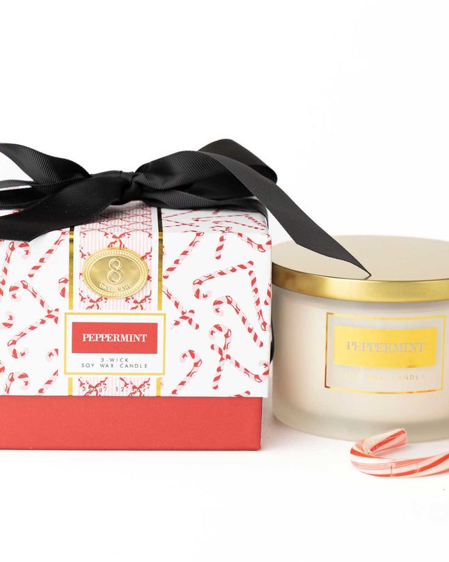 Peppermint Candy Cane 3-Wick Soy Wax Candle