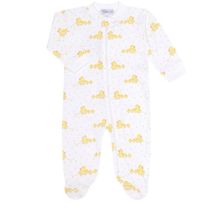 Pink Ducks Print Zipper Footie