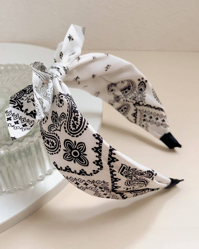 Wide Bow Boho Paisley Headband