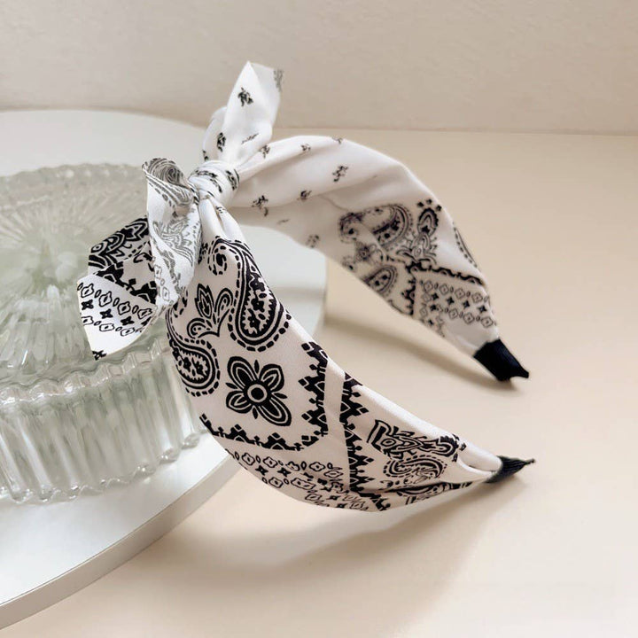 Wide Bow Boho Paisley Headband