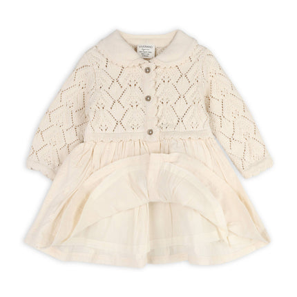 Phoebe Pointelle Knit Sweater Baby Dress (Organic Cotton)