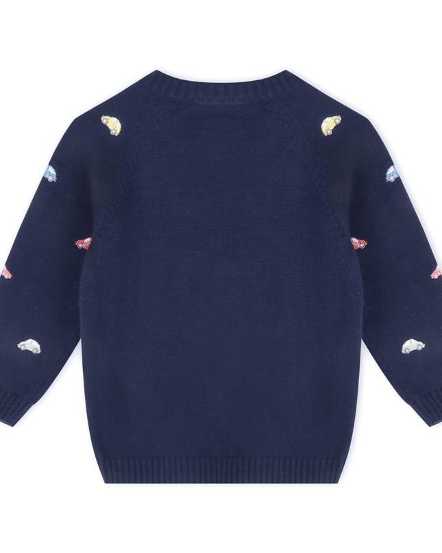 Mini Beetle Cars Embroidered Baby Sweater (Organic)