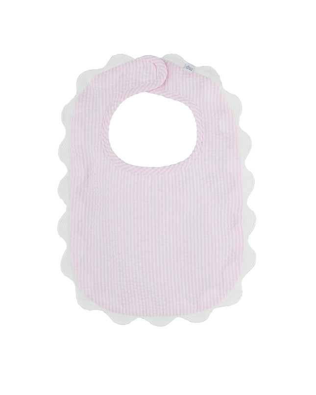Perosonalized Pink Seersucker Scallop Bib