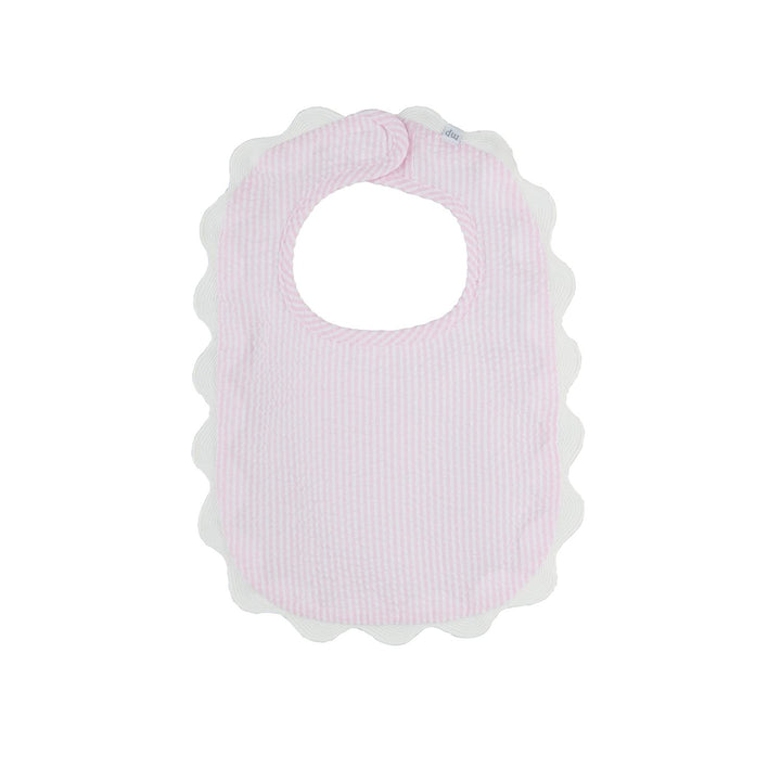 Perosonalized Pink Seersucker Scallop Bib