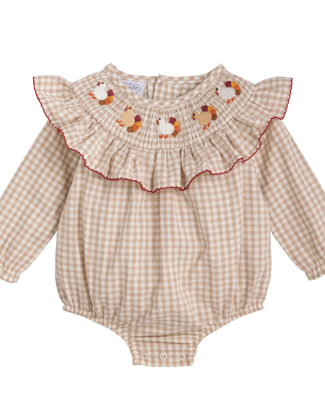 Smocked Gingham Turkey Bubble