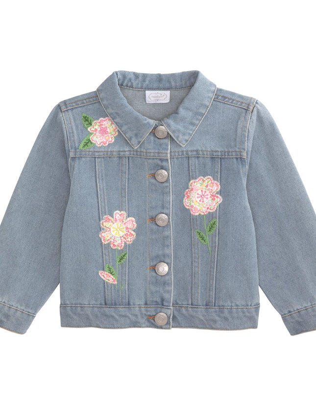Mud Pie Floral Patch Denim Jacket - Size L