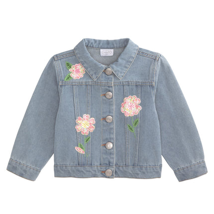 Mud Pie Floral Patch Denim Jacket - Size M