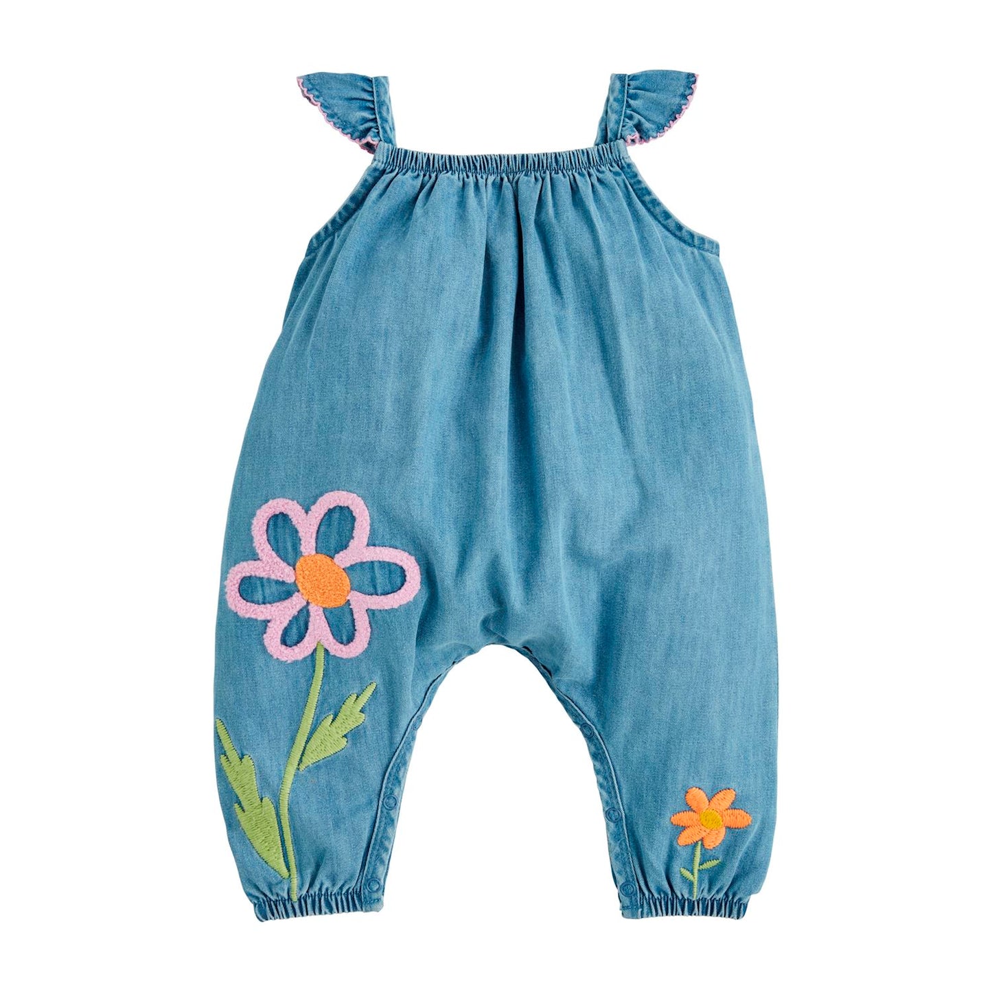 Girls Denim Longall with Flowers