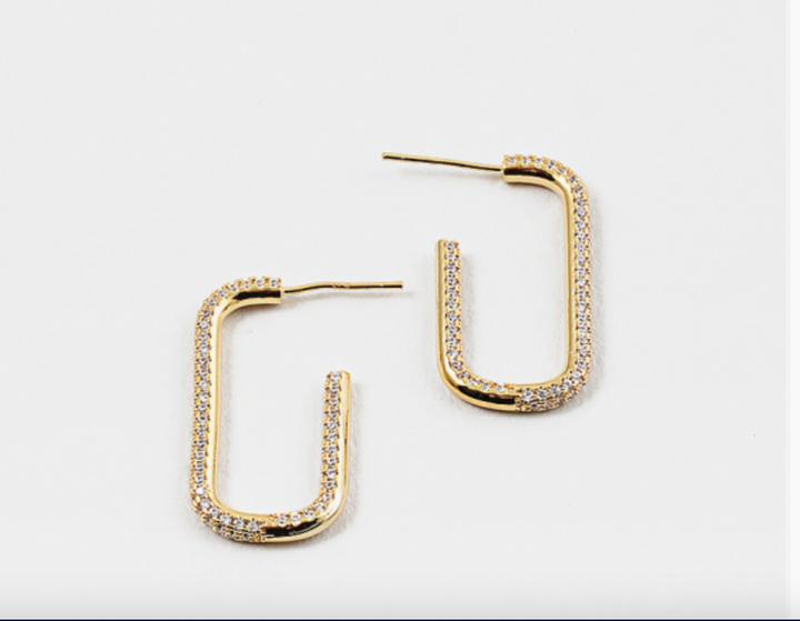 The Alexandra Gold Rectangle Hoop Earring