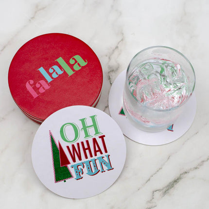 'FaLaLa' Reversible Paper Coasters Set of 20