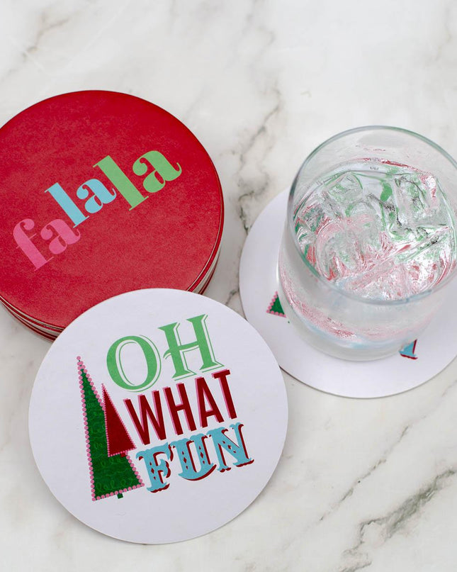 'FaLaLa' Reversible Paper Coasters Set of 20
