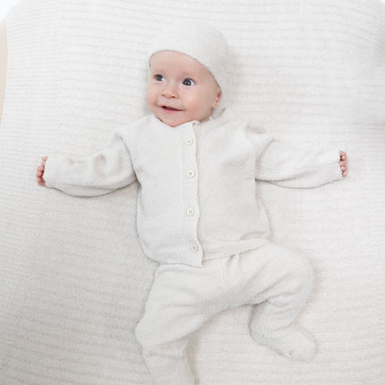 Chenille - Natural Button Down Cardigan Set