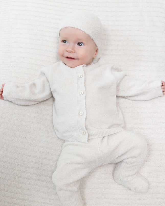 Chenille - Natural Button Down Cardigan Set