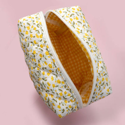 DITSY QUILTED COTTON FLORAL COSMETIC POUCH BAG | 40P557