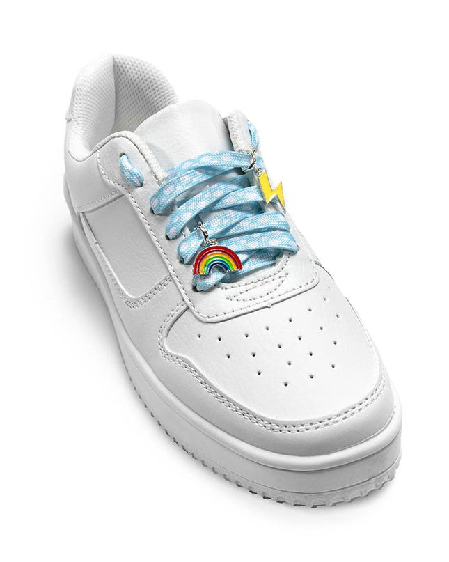 Shoelaces w/Charms Set - Clouds w/Rainbow & Lightning Charms