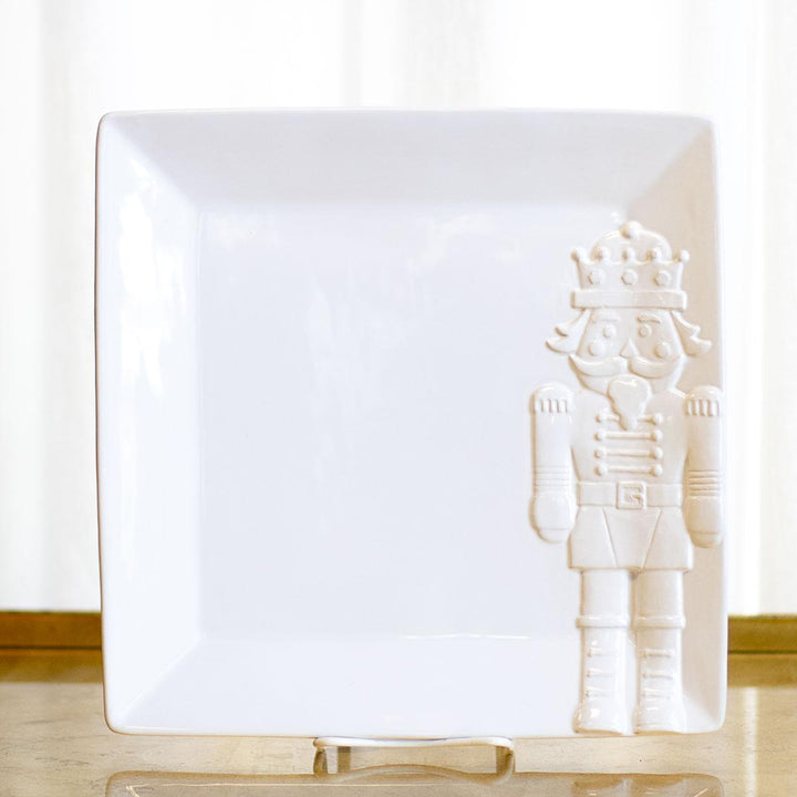 Royal Nutcracker Embossed Square Platter White 11.5x11.5