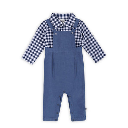 Oxford Gingham Baby Shirt & Overall Jumpsuit