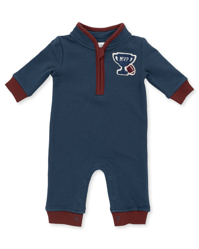 Varsity French Terry Zip Neck Romper