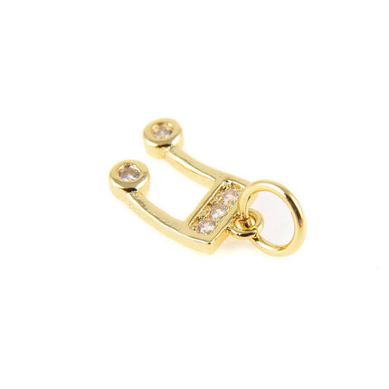 Gold Filled Music Note Charm Pendant CZ Micro Pave, CP411