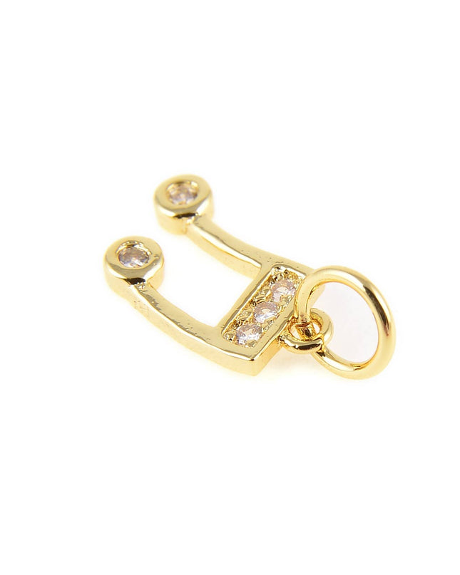 Gold Filled Music Note Charm Pendant CZ Micro Pave, CP411