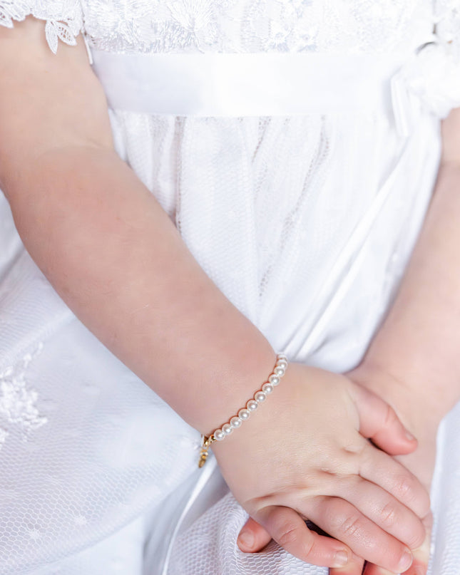 Kids 14K Gold-Plated Pearl Baby Bracelet Children's Jewelry