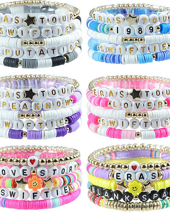 5PCS COLORED LETTER MULTI-LAYER BEADED BRACELET_CWAJE0711