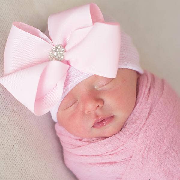 BELLA BOW Newborn Girl Bow Hospital Hat - Baby Girl Hat