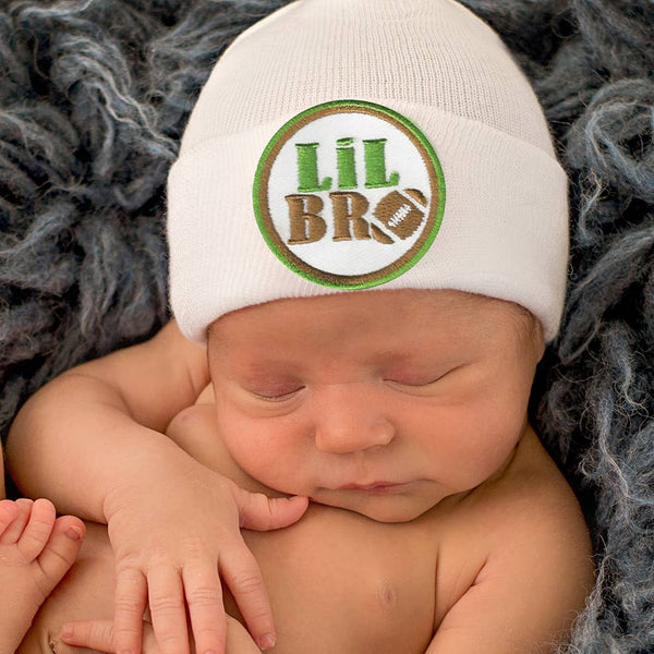 FOOTBALL LITTLE BRO Newborn Hospital Hat for Football Fans