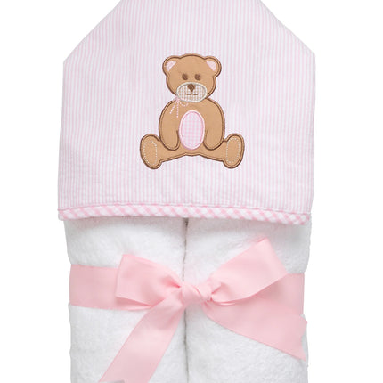 Teddy Bear Hooded Towel- Pink
